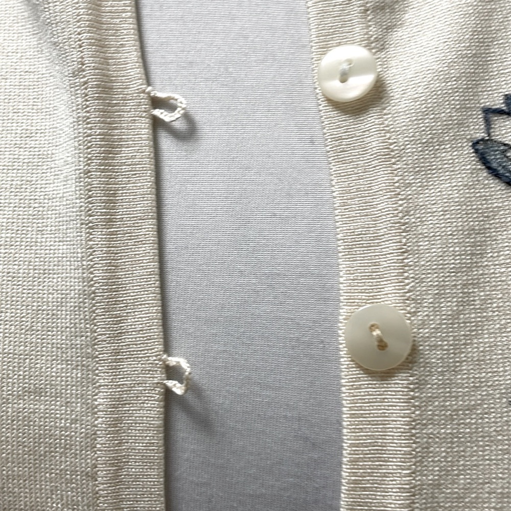 ❤️ Women’s Vintage 80’s Y2K EUC Ivory Cardigan with Floral Embroidery Sz L - Picture 4 of 10